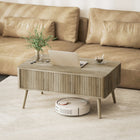 HOMCOM Lift Top Coffee Table with Hidden Compartments - Oak-Non-slip foot pads protect the floor from scratches