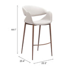 Zuo Limay Barstool - Beige/Walnut-3 year limited warranty