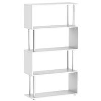 HOMCOM 5-Tiers Geometric Wooden Bookcase for Living Room - White-Modern, Z-shaped bookcase offers multi-tiered shelves for convenient displaying 