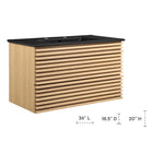 Modway Render 36" Wall-Mount Bathroom Vanity - Oak/Black-Wall-Mount Design