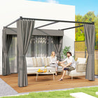 Outsunny Retractable Pergola Canopy with Sidewalls - 10' x 10' - Dark Grey-Metal frame is strong and rust-resistant. Suitable for outdoors