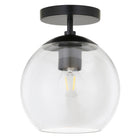 Hudson&Canal Bartlett 9" Wide Semi Flush Mount with Glass Shade - Matte Black/Clear-Modern and contemporary design for your entryway, foyer, or kitchen