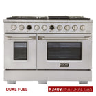Kucht 48" KXP Series Dual Fuel Range Natural Gas - Stainless Steel-Cook and bake like a pro with 2 separate ovens with large oven windows, the main is a heavy-duty blue porcelain oven with 4.2 cu. ft. of capacity while the additional side oven has 2.5 cu. Ft