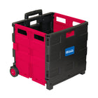 BAZIC Products Folding Cart on Wheels w/Lid Cover - 16" x 18" x 15" - Black/Red-Perfect for carrying books, paper, personal items, file folders, even groceries