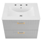 Modway Daybreak 24" Bathroom Vanity - Light Grey/White-DURABLE VANITY - This vanity is crafted with rubberwood, MDF, and particleboard with a matte finish and is complete with a ceramic sink with an integrated countertop and 8" centerset faucet holes