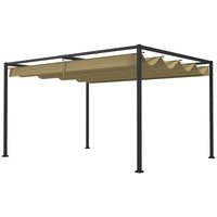Outsunny Patio Pergola with Retractable Canopy - 10' x 7' - Khaki-Metal frame with powder coating in superior strength and great stability 