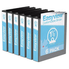Davis Group Easyview Premium Binder - Round Ring - Customizable - 1.5" - Black - 6 Pack-3 Ring Binder