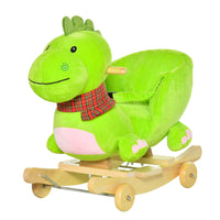 Qaba Toddlers 2-in-1 Plush Ride-On Dinosaur Stroller and Rocking Horse -2-in -1 design: a ride on toy, a sliding walker, and a push cart 