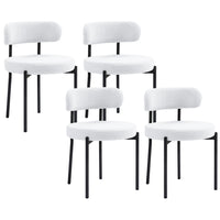 HOMCOM Dining Chairs with Steel Legs for Kitchen - Cream White - Set of 4-Packaged in a set of 4 for dinner, conversation, and more