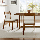 Modway Solara Fabric Wood Dining Side Chairs - Walnut/Heathered Weave Beige - 2 Pack-Minimalist Design