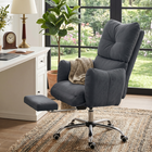 HOMCOM Ergonomic Reclining Office Chair with Snow Flannel Fabric - Dark Grey-Colour: Dark Grey
