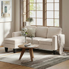 HOMCOM L-Shaped Sectional Couch with Changeable Chaise - Cream White-Solid wood frame ensures long-lasting stability and durability  