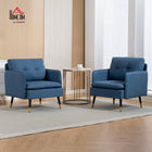 HOMCOM Modern Accent Chair with Wide Lounge Seat - Button Tufted for Bedroom - Dark Blue - 2 Pack-The seat and back cushions are generously padded with high-density foam and S-springs for comfort and support
