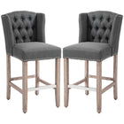 HOMCOM Upholstered Padded Bar Stools with Wood Legs - Charcoal Grey - 2 Pack-Set of two counter height barstools in a classic style to upgrade your bars
