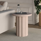 Hudson&Canal Olie Round Fluted Side Table - 20" W - Alder White-Pedestal base featuring wraparound wide fluted detailing