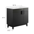 Modway Miles 36" Bathroom Vanity - White/Black-Hinged Doors