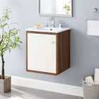 Modway Transmit 18" Wall-Mount Bathroom Vanity - Walnut/White-Ceramic Sink Basin