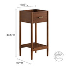 Modway Zaire 18" Bathroom Vanity Cabinet - Walnut-Fixed Drawer