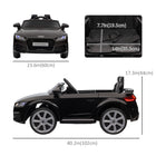 Aosom 6V Audi TT RS Kids Ride-On Car - Black-Separate horn and music buttons on the steering wheel, clear and loud 