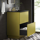 Modway Quantum 30" Bathroom Vanity - Black/Gold-Full-Glide Drawer