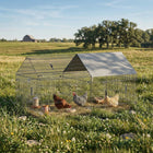 PawHut Large Metal Chicken Run with Water-Resistant Cover-Rust-resistant metal frame with gravity locks ensures stability and predator protection
