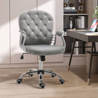 Vinsetto Adjustable Home Office Chair with Button Tufted Backrest-Button-tufted back with decorative plastic crystals adds a touch of elegance