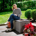 Suncast Medium Deck Box with Seat - 50 Gal. - Stoney-Reinforced lid offers unique seating and storage solution.