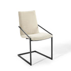 Modway Pitch Upholstered Fabric Dining Armchair - Black/Beige - 2 Pack-Soft Fabric Upholstery