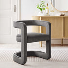 Modway Winslow Performance Velvet Barrel Accent Chair - Storm Grey-Open Back