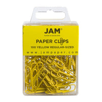 JAM Paper Colourful Standard Paper Clips - 1"- Yellow - 100 Pack-Colour: Yellow 