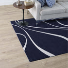Modway Therese Abstract Swirl Area Rug - 5 ft W x 8 ft L - Navy/Ivory-Protect Floors From Traffic/Furniture