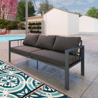 Outsunny Aluminum Patio 3-Seat Outdoor Sofa with Cushions - Dark Grey-Thick padded cushions provide superior comfort 