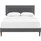 Modway Jessamine Fabric Full Platform Bed with Squared Tapered Legs - Grey-Mounts in Four Locations
