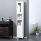 Kleankin Tall Narrow Bathroom Cabinet with Mirror - White-Three-level adjustable shelves inside the cabinet, suits your different storage needs 