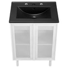 Modway Calla 24" Perforated Metal Bathroom Vanity - Black/White-Assembly Required