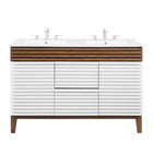 Modway Render 48" Double Sink Bathroom Vanity - White/Walnut/White-Mid-Century Modern Vanity