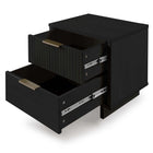 Manhattan Comfort Granville 18.11" Modern 2-Drawer Nightstand - Black-Featuring 25mm of Board Thickness Made of High Quality Solid Wood and Solid Wood Ribbed Drawer Front