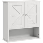 kleankin Farmhouse Bathroom Wall Cabinet - White-Wall-mounted design makes effective use of wall space
