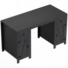 HOMCOM 53" Farmhouse Executive Desk with Drawers and 2 Cabinets - Black Wood Grain-Spacious desktop accommodates essentials, ensuring a clutter-free workspace