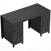 HOMCOM 53" Farmhouse Executive Desk with Drawers and 2 Cabinets - Black Wood Grain-Spacious desktop accommodates essentials, ensuring a clutter-free workspace