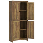 HOMCOM 72" H Freestanding Kitchen Pantry and Buffet Cabinet - Brown-Barn style doors bring farmhouse charm to your kitchen 