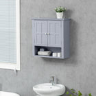 HOMCOM Bathroom Wall Cabinet with Adjustable Shelf and 2 Doors for Hallway, Living Room - Gray-MDF and particle board construction adds its stability