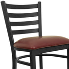 Flash Furniture HERCULES Series Black Ladder Back Metal Restaurant Barstool - Burgundy Vinyl Seat - 2 Pack-18 Gauge Steel Frame