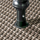 Outsunny Patio Wicker Dining Table with Umbrella Hole - Light Grey-Tabletop with a plastic board underneath for convenience and safety