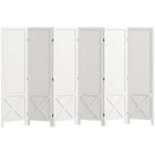 HOMCOM 6 Panel Freestanding Room Divider with Pegboard Display for Home Office - White-Six-panel design creates personal space or divides large rooms with ease 
