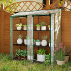 Outsunny Lean-to Mini Greenhouse with 3 Tier Shelves - Clear- Three-tier six wire shelves to organize your plants
 