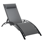 Outsunny Patio Reclining Lounge Chair with Adjustable Backrest - Grey-Made from a blend of texteline on an aluminum frame for durability and strength