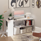 HOMCOM 55" L-Shaped Desk - White-Large top working surface for placing computer equipment and school supplies 