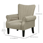 HOMCOM Fabric Accent Chair with Wood Legs - Rolled Arms for Living Room - Beige-Deigned with adjustable foot to keep stable on uneven floor  
