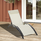 Outsunny Patio Reclining Lounge Chair with Adjustable Backrest Beige-Solid wood frame is stable for reliable daily use